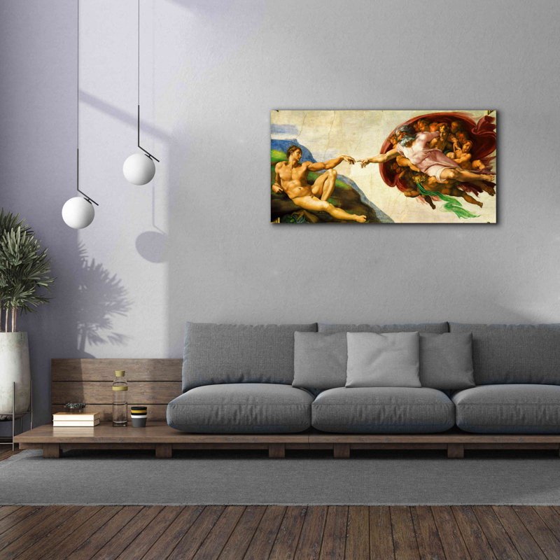 "La création d'Adam" par Michel-Ange, art mural sur toile, H 30 po x l 60 po x P 1,5 po