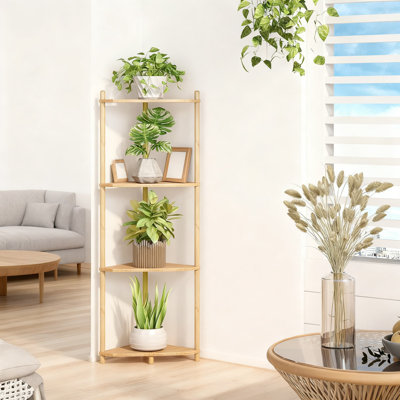 5-Tier Bamboo Corner Shelf, Space-Saving Storage Organizer For Bathroom, Kitchen, Living Room, Bedroom And Office Decor by 17 Stories