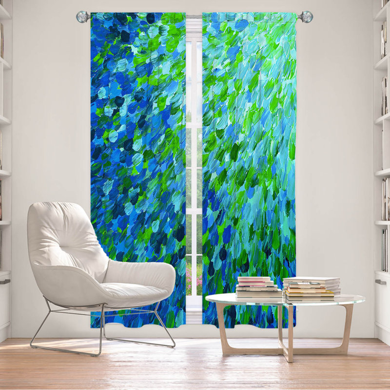 Room Darkening Curtain Pair, 20" W x 52" L, Green/Blue