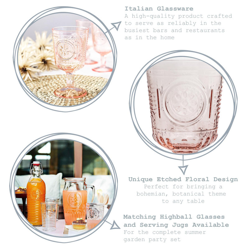 Romantic Wine Glasses - 320ml, 12, Pink