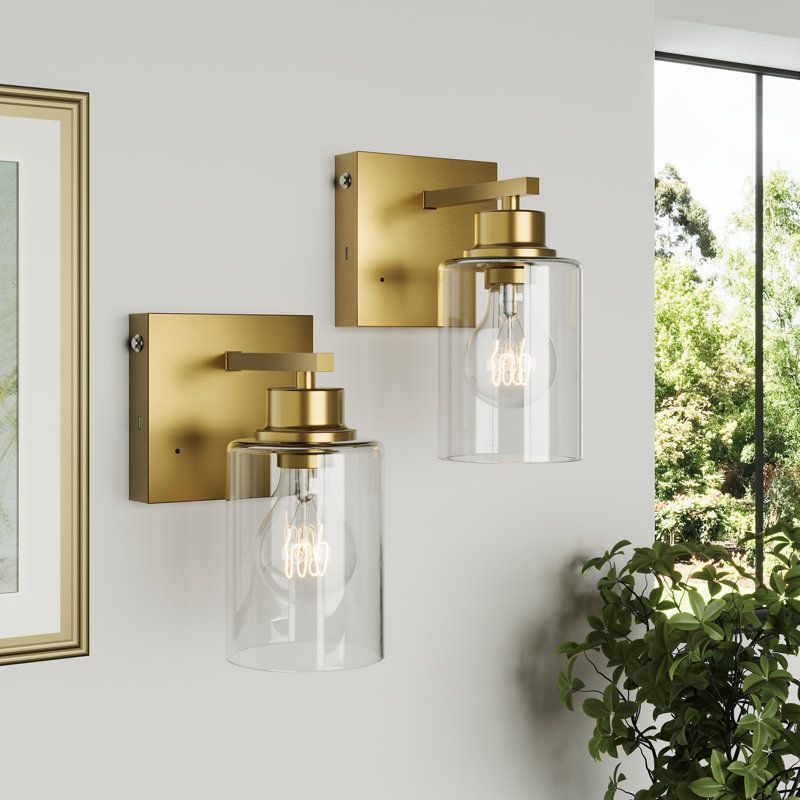Rechargeable Iron Armed Sconce with Remote and Bulb Included, Gold