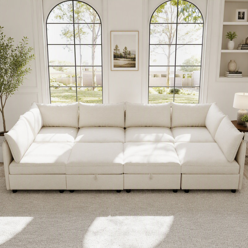 Canapé modulaire modulaire, canapé-lit modulaire convertible avec rangement sous le siège, combinaisons modulaires en tissu flexible pour le salon