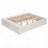 Queen Size Platform Bed Frame with 4 Storage Drawers and Footboard Storage Cubby, No Headboard, Modern Space-Saving Design-White-1300591196