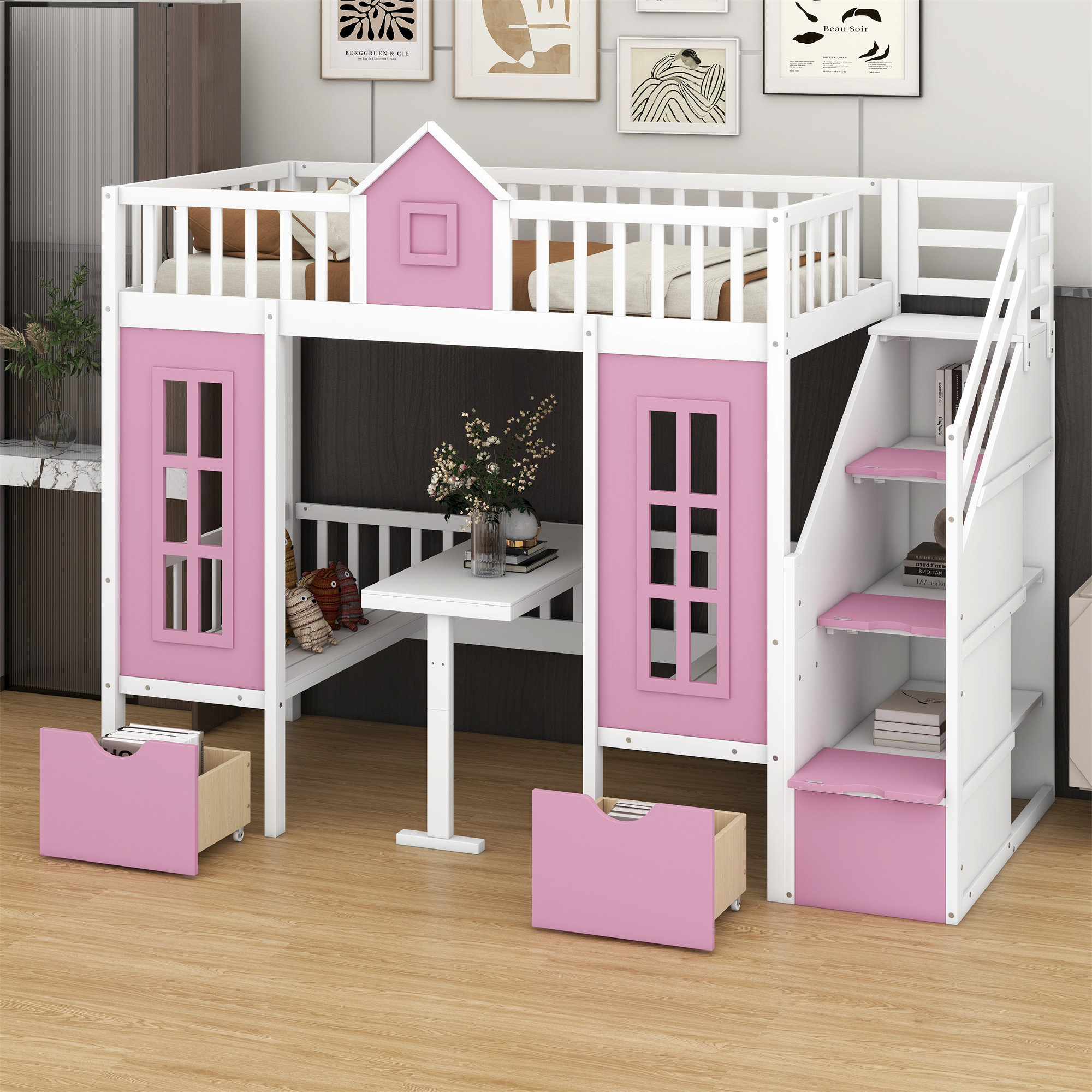 Harriet Bee Bunk Bed With Changeable Table, Bunk Bed Turn Into Upper ...
