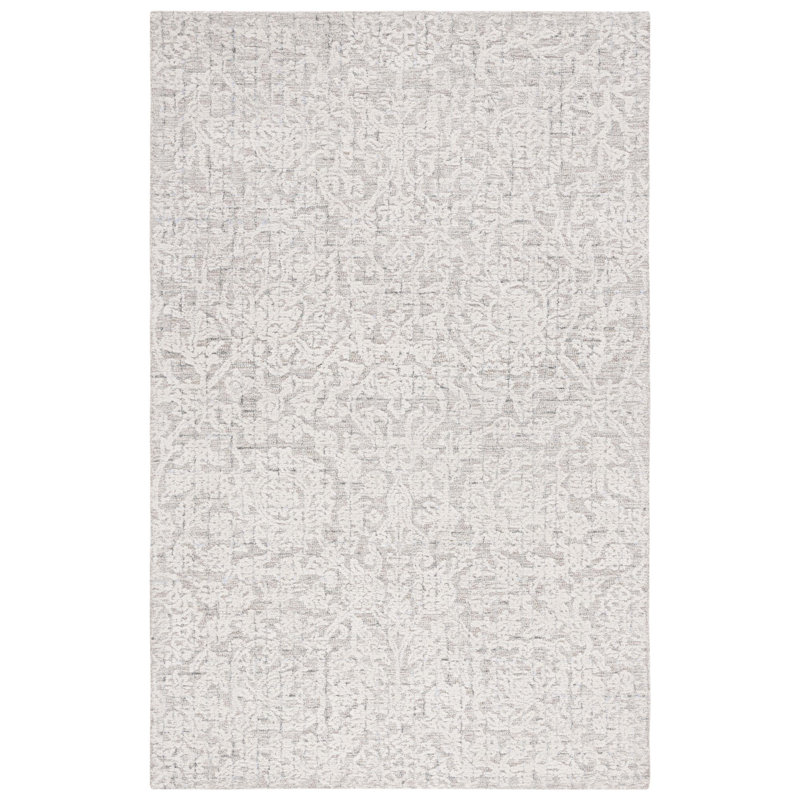 Floral Hand Tufted Wool/Viscose/Cotton Floral Rug in Ivory/Beige, Rectangle 8' x 10'