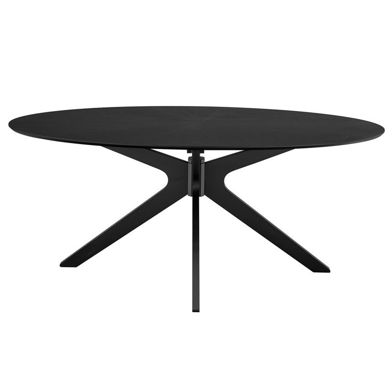 Crossroads Oval Wood Dining Table In Black, 29" H x 43.50" L x 71" W