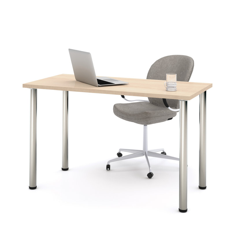 Manufactured Wood and Metal Writing Desk, 29" H x 59.3" W x 29.5" D, Northern Maple