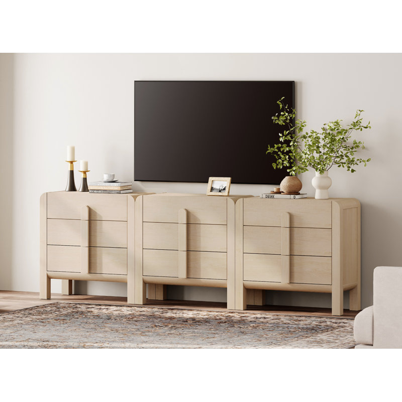Meuble télé 9 tiroirs Adora Modern, Beige