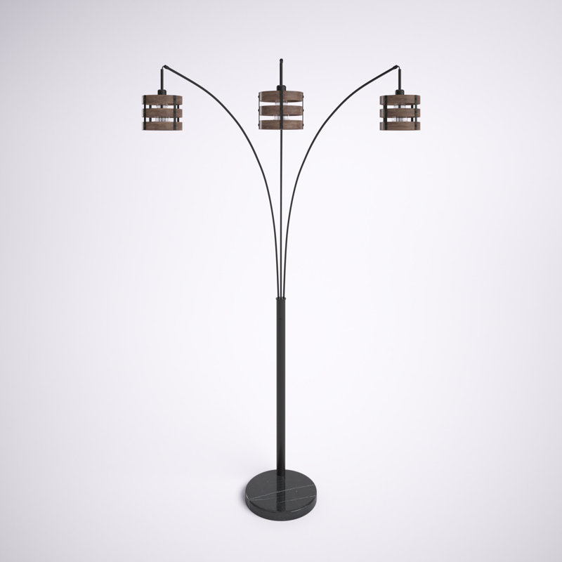 Lampe sur pied arquée 88 po Laisha, Brun, Brun foncé
