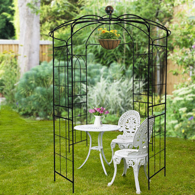 Garden Arch Arbor, Metal Garden Arch Iron Garden Arbors Gazebo Dia 81.3" X 114.2" High Birdcage Shape Pergola Pavilion For Wedding Ceremony