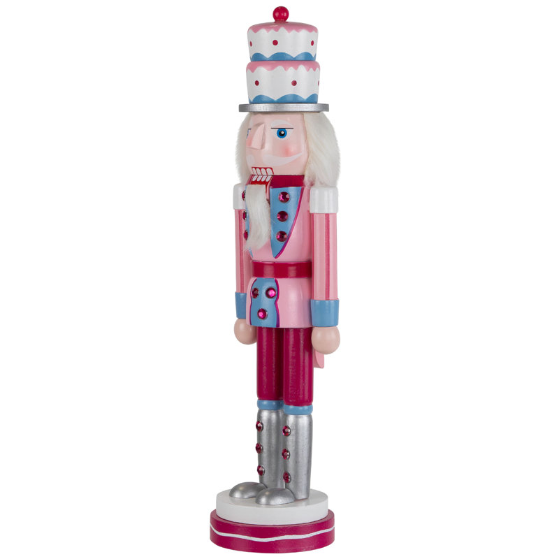 15" Pink and Blue Cake King Nutcracker Christmas Figure