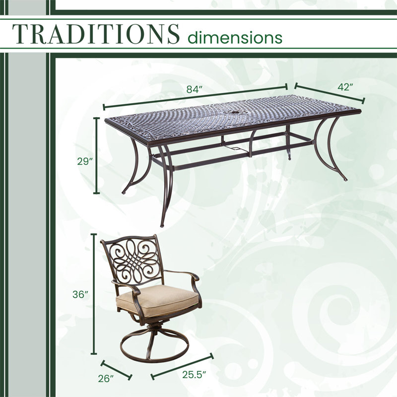 Alejandria 10 - Person Metal Patio Dining Set with Rectangular Table