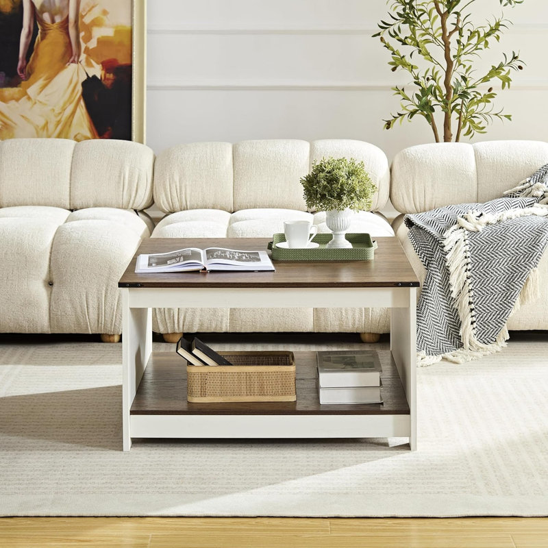 Table basse de salon, table basse carrée en bois
