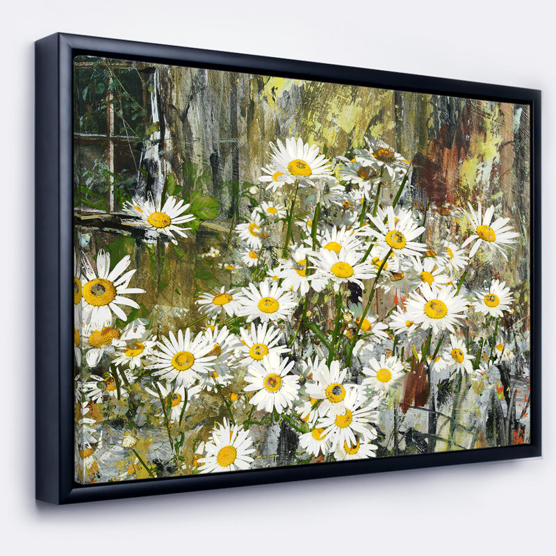 «Daisies Flowers Under the Window», reproduction de peinture à l'huile sur toile tendue, H 30 po x l 40 po x P 1,5 po
