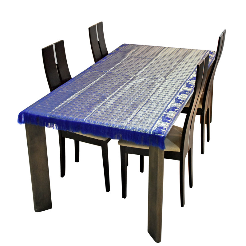 Thai Elephant Argyle Pattern Blue Rectangle Table Cloth
