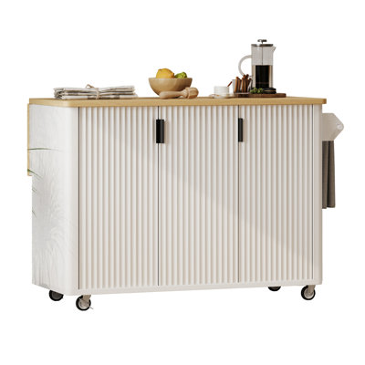 51" Fluted Kitchen Island With Drop Leaf