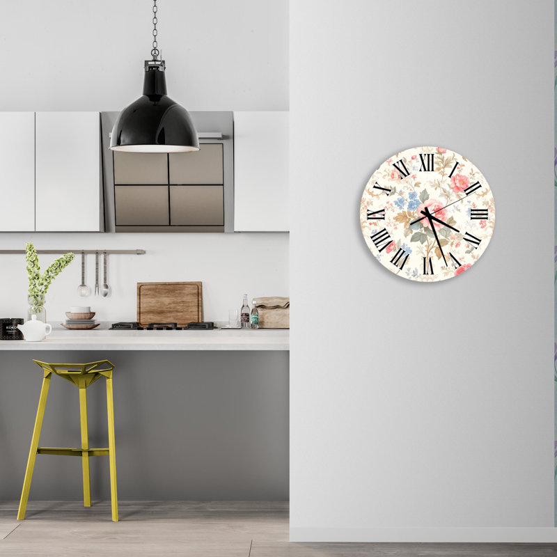 Horloge murale floral, Noir anglais, 20 pouces