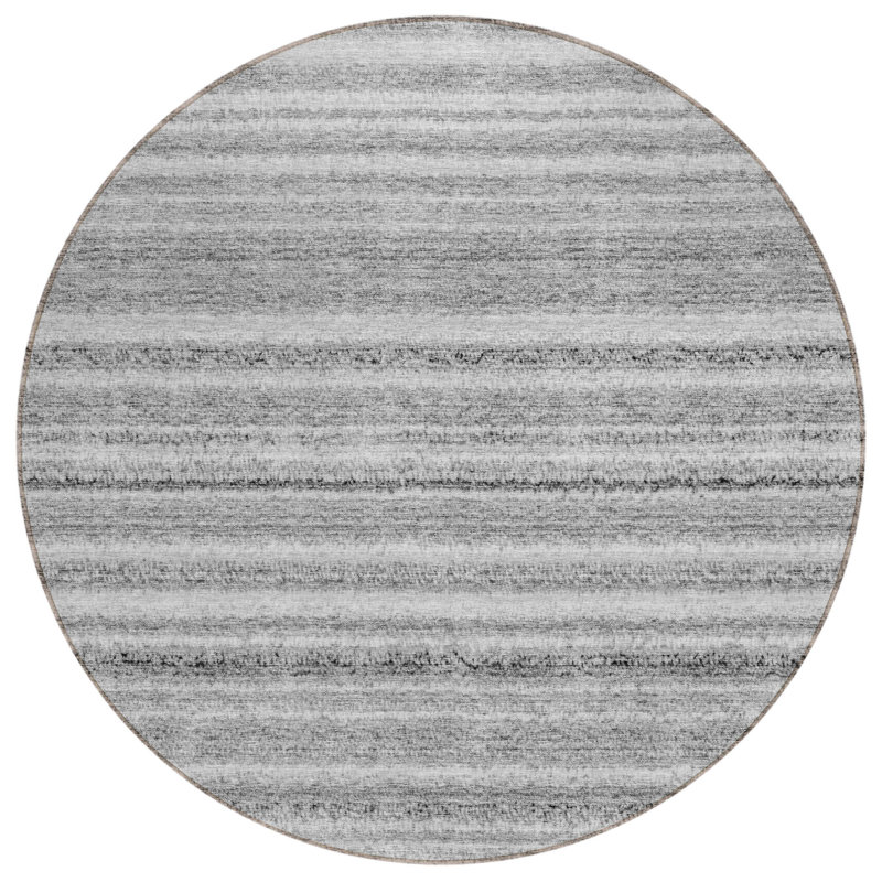 Tapis extérieur lavable rayé gris et gris 8 pi