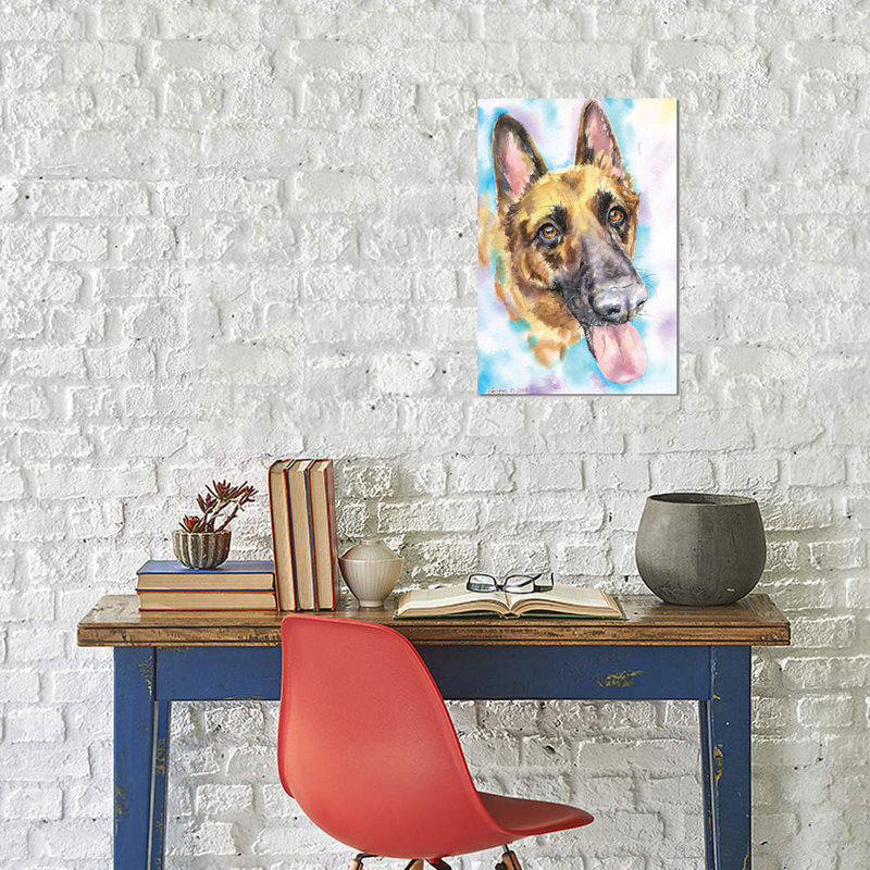 « german berger », reproduction sur toile tendue George Dyachenko, H 32 po x l 24 po x P 1 po, Papier d'art encadré noir