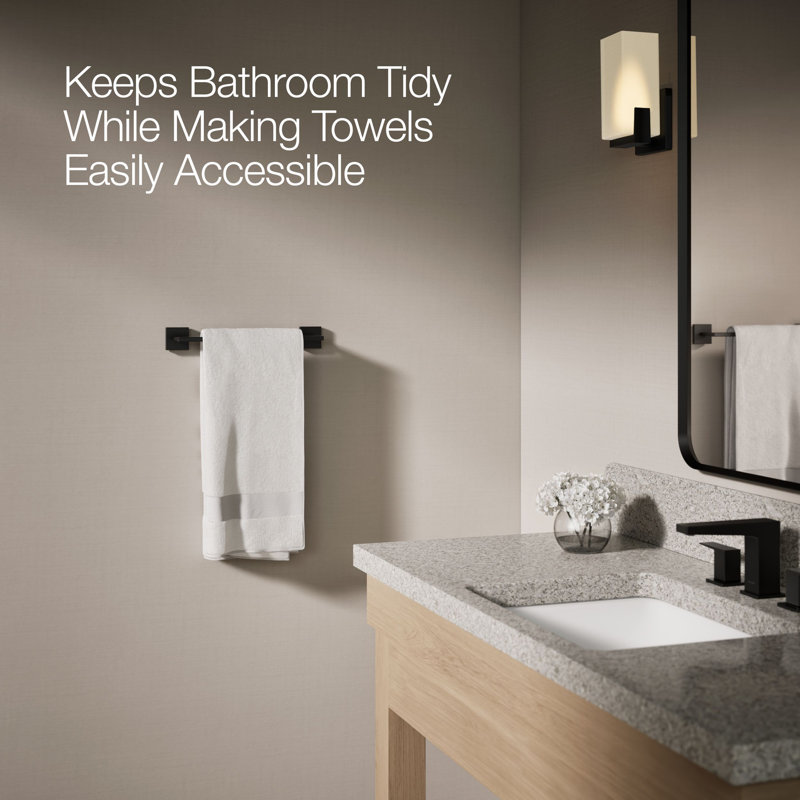 Square Towel Bar, Matte Black, 12"W