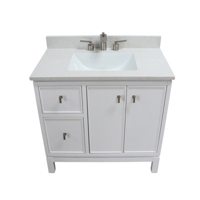 Meuble-lavabo simple avec plateau en quartz
