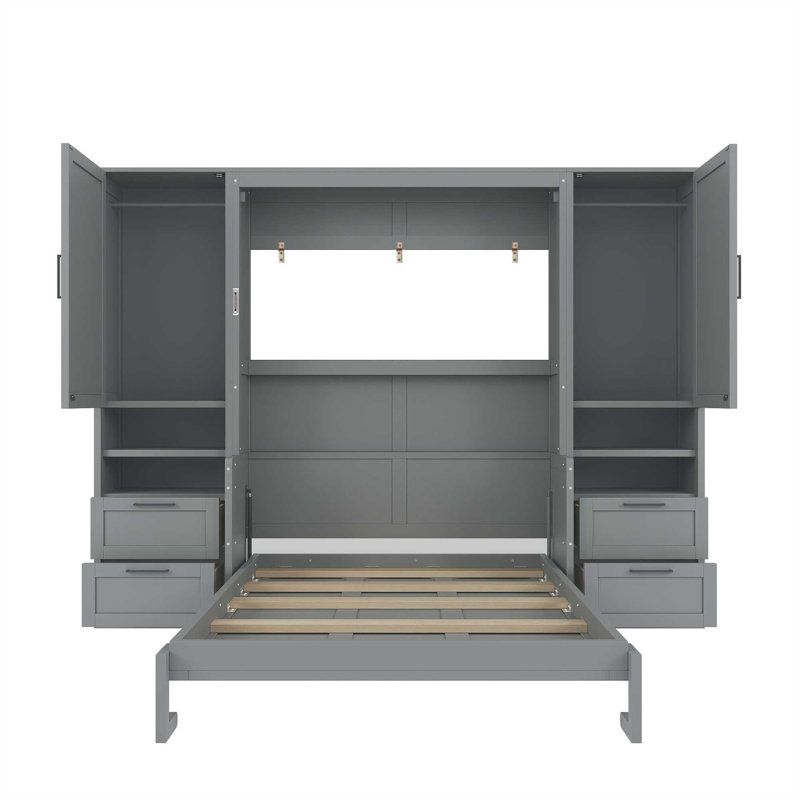 Lit escamotable Murphy avec placard, tiroirs et tablettes
