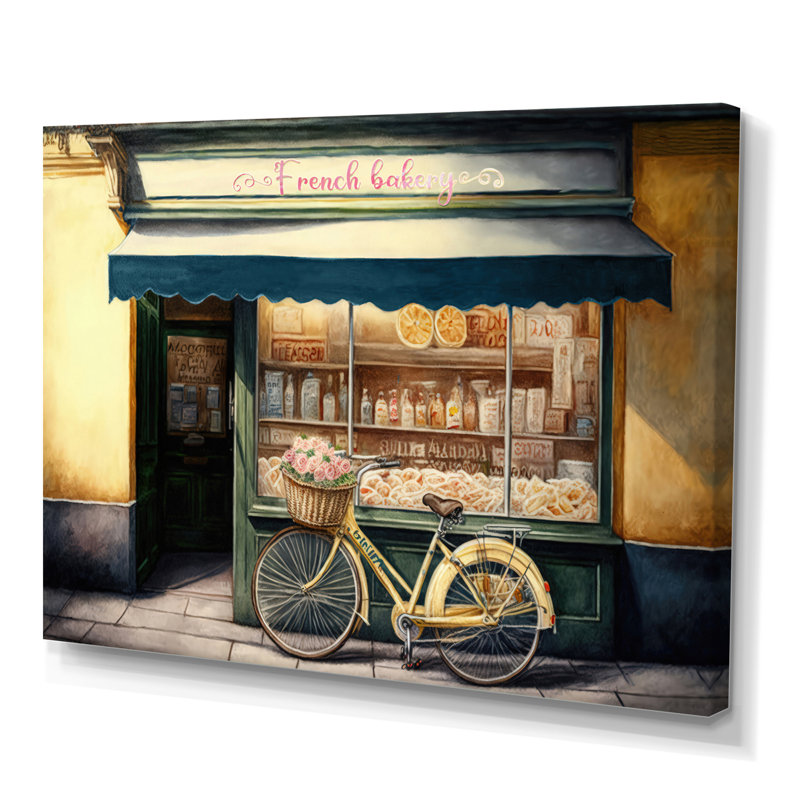 «Bicycle In Front A French Bakery II», reproduction sur toile, H 12 po x l 20 po x P 1 po, Toile tendue