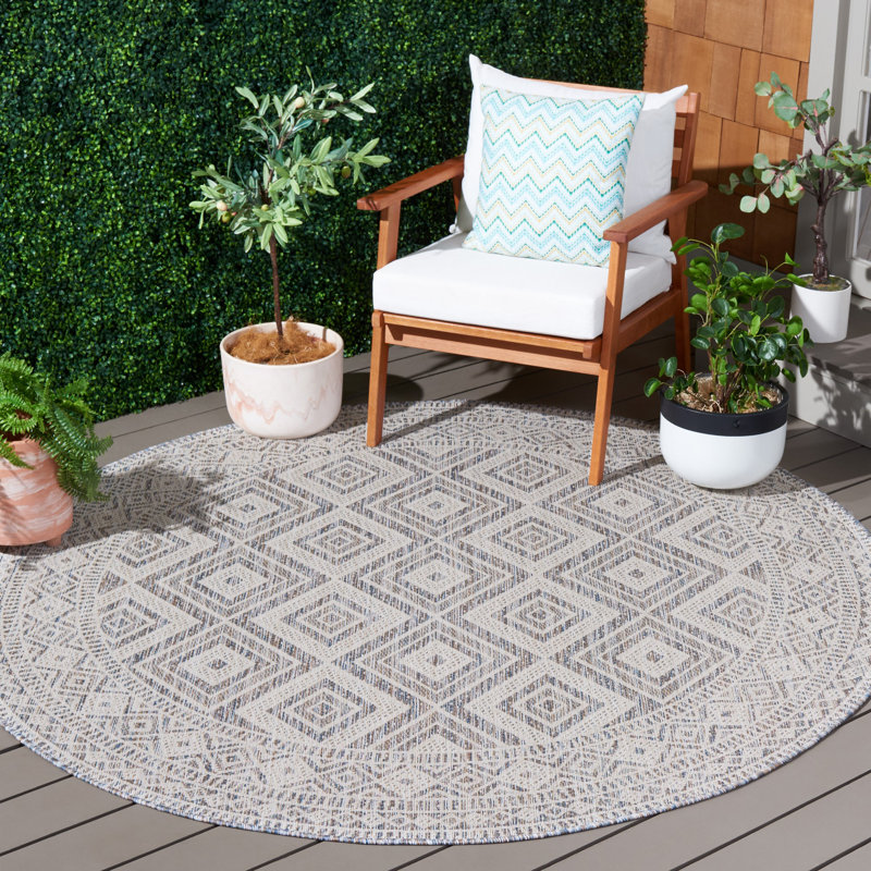 Tapis d'intérieur / extérieur à motif géométrique Bellair Performance, Rond 6 pi 7 po