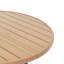 Table de patio ronde durable avec plateau en faux bois, pieds en métal résistant à la rouille, parfaite pour les repas en plein air
