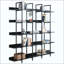 Bibliothèque à 5 niveaux avec bureau ouvert, tablette de style industriel rétro avec structure en métal-675768573