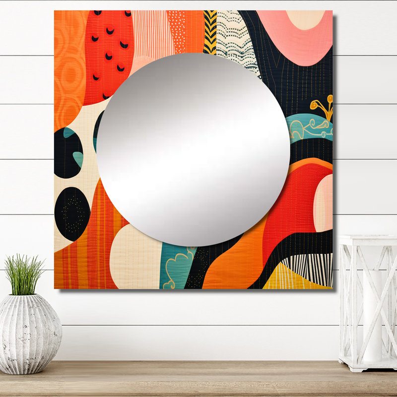 Miroir mural de salon Mid-Century Vintage Textiles II - Mid-Century, 36 po x 36 po