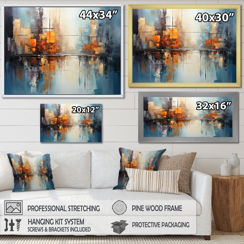 Gray Gray Abstract Reflections Bold - reproduction sur toile, H 30 po x l 40 po x P 1,5 po, Cadre flottant noir