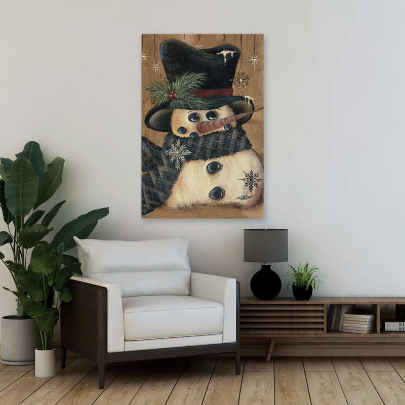 «All Bundled Up - Contemporary Snowman With Carrot Nose», H 24 po x l 36 po