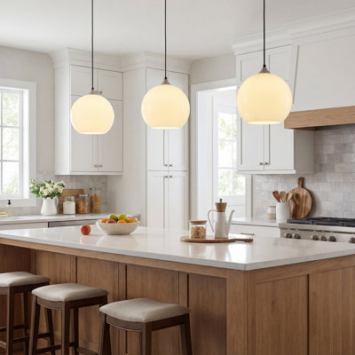 Charolyn 3 - Light Single Pendant Light Globe Pendant Light Fixtures Glass Pendant Lights Kitchen Island Lighting