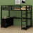 Metal Loft Bed With Storage Cubes And Shelves, Wardrobe And L-Shaped Desk-1049782206