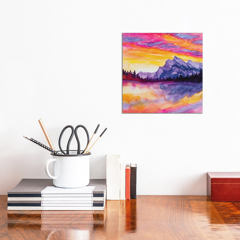 Fire Sunset by Radek Smach - Wrapped Canvas Painting, 30.48cm H x 30.48cm W