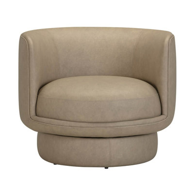 Deke 34" Wide Upholstered Leather Swivel Chair