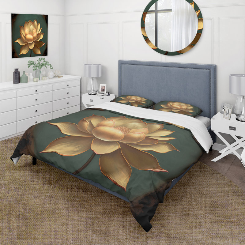 Ensemble de housse de couette en microfibre / polyester Blossoming, Housse de couette pour grand lit et 2 taies décor