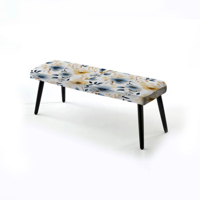 Waten Whimsy Blue Serenaded Gardens - Banc noir rembourré à motif floral