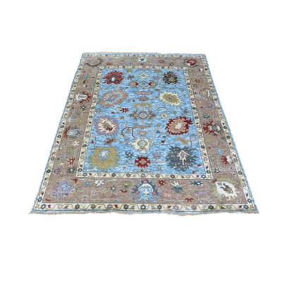 Finken One-of-a-Kind 7'11" X 10'2" New Age Wool Area Rug Blue/Red/Tan/Gray