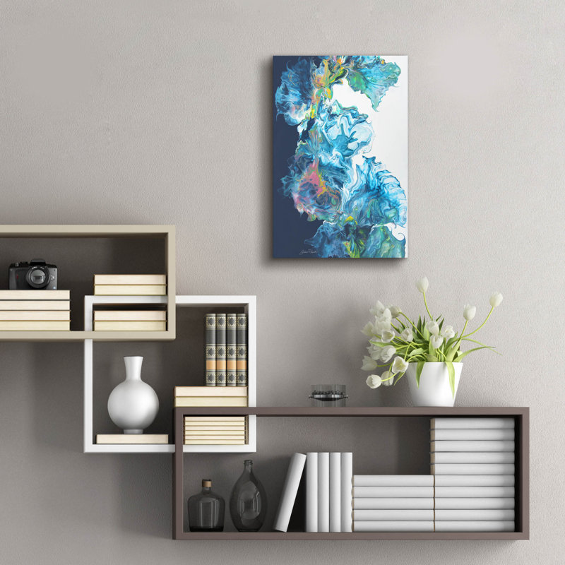 «Blue Fluid Magic» par Jean Plout, art mural en verre acrylique, H 24 po x l 16 po