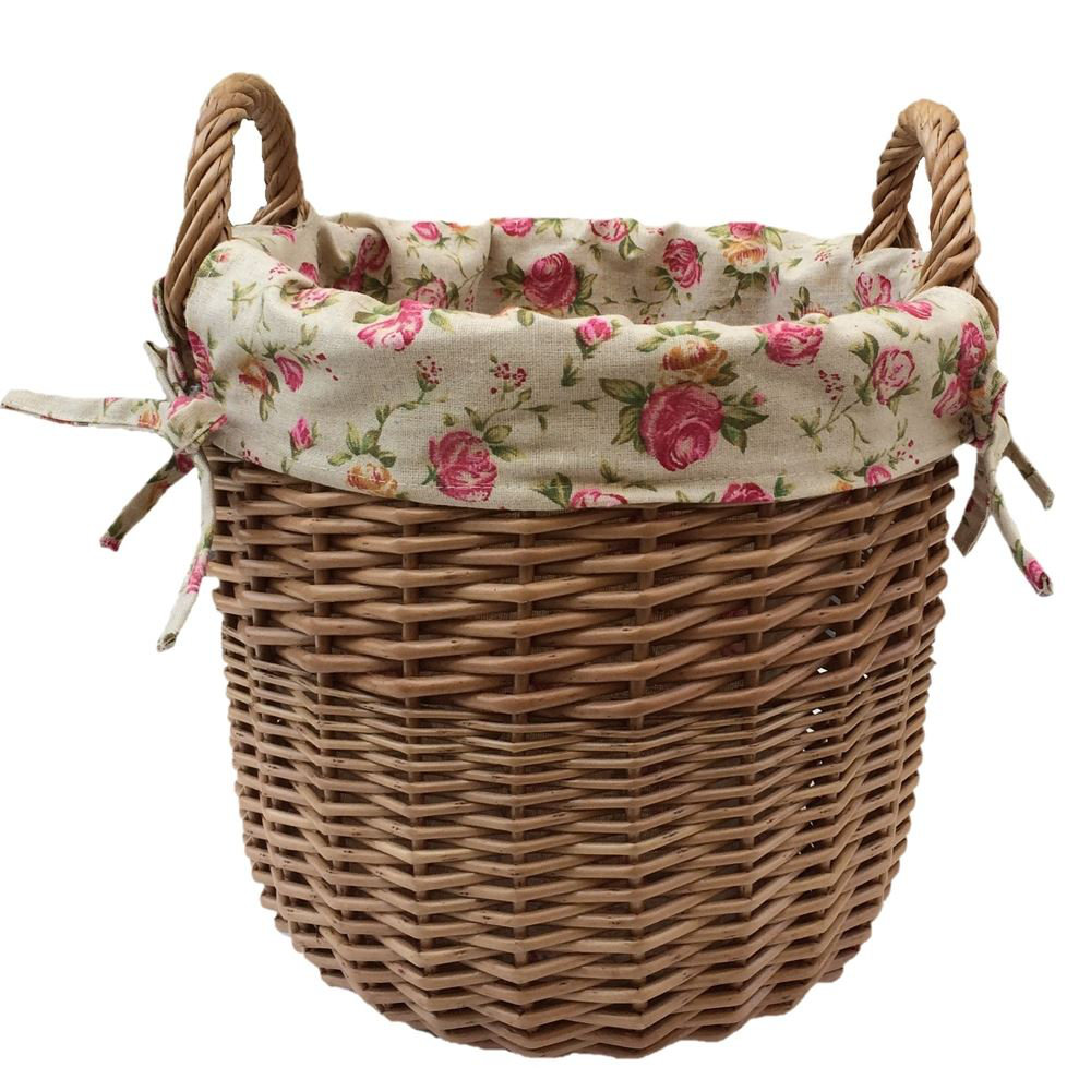 Wicker Laundry Basket with Garden Rose Lining