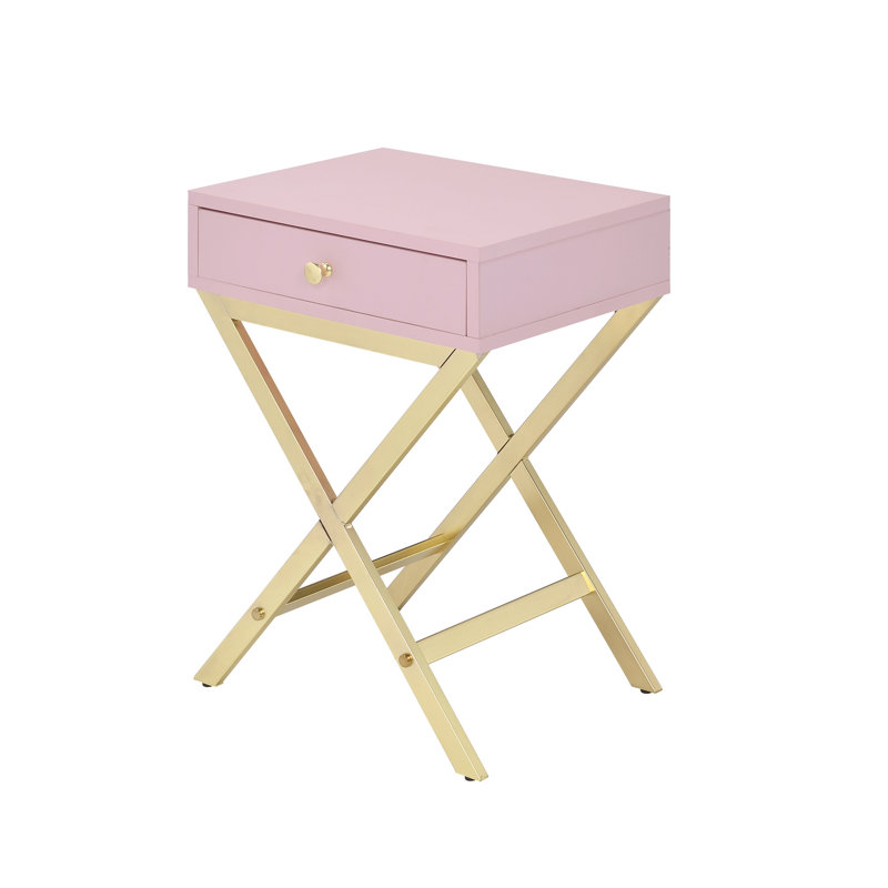 Élégante table d'appoint avec une finition dorée et rose - polyvalente pour tout décor, Or / rose