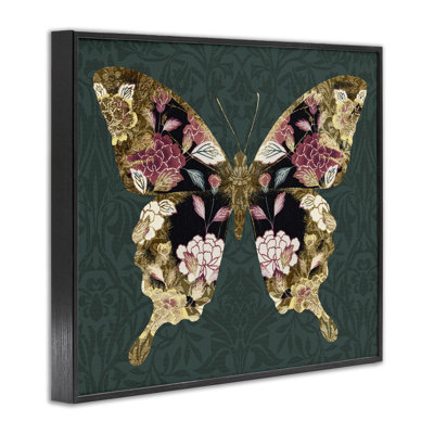 «Traditional Florals Butterfly», art de la giclée encadrée par Victoria Barnes