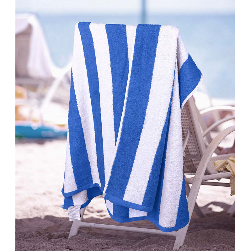 100% Cotton Beach Towel, Blue/White