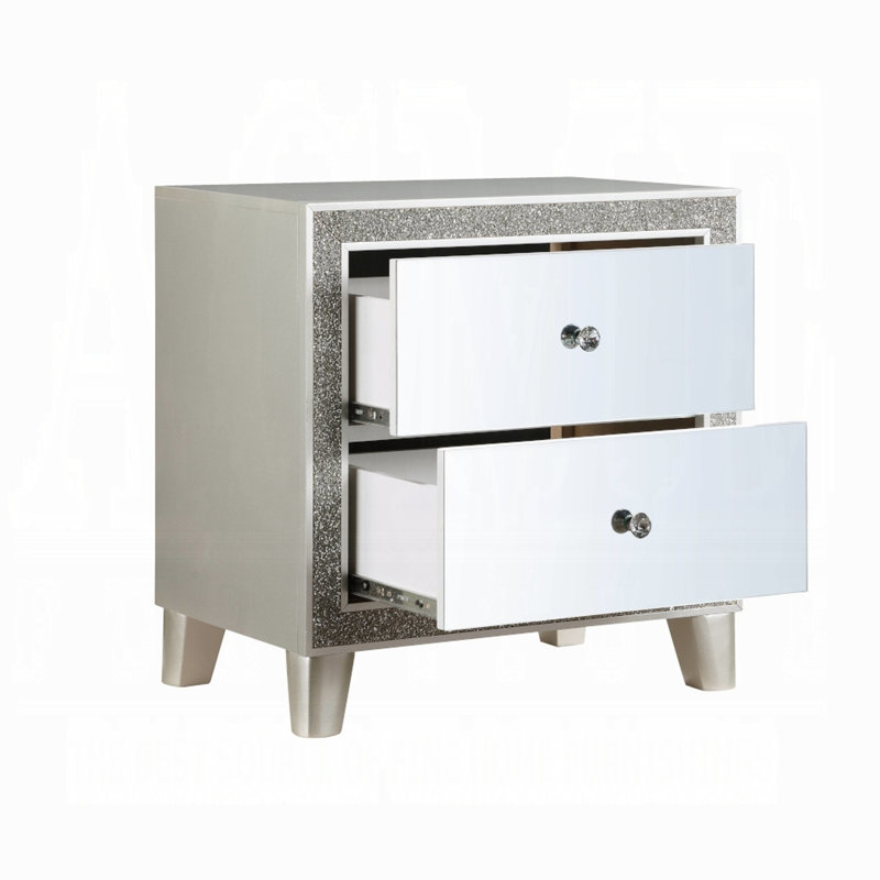 Ensemble de chambre à coucher pour lit très grand 3 pièces, design rembourré, argent, 2 tables de chevet
