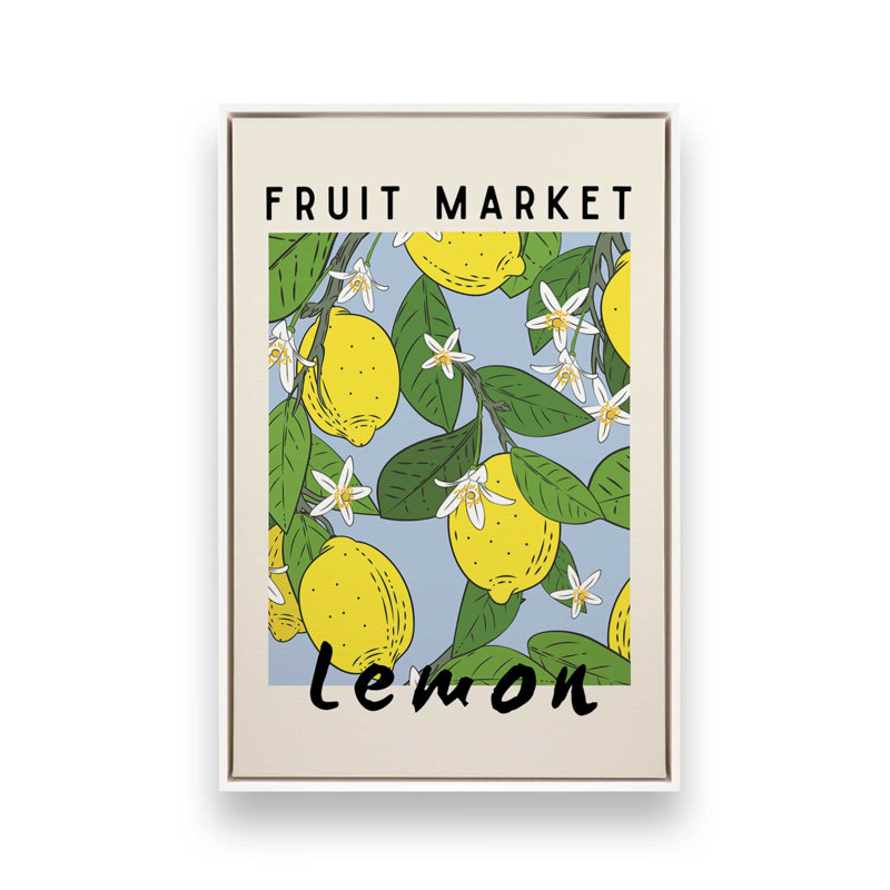 Lemon Fruit Market, reproduction d'art sur toile encadrée, H 18,75 po x l 12,75 po, Blanc opaque