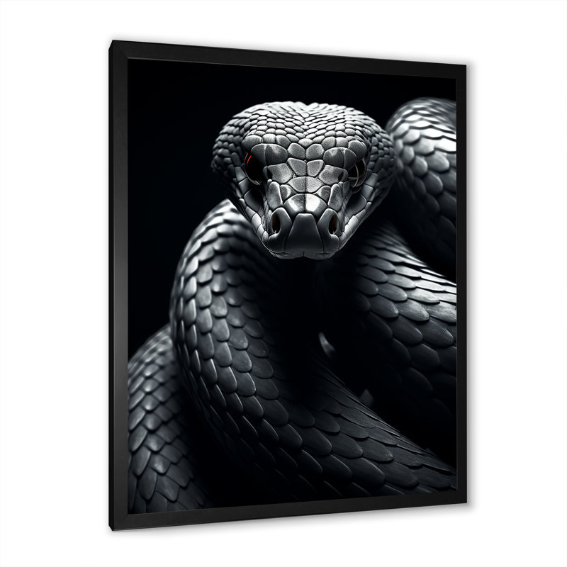 Hozaifa Black Snake Slithering Grace, reproduction d'art sur toile, H 40 po x l 30 po x P 1,5 po, Cadre photo noir