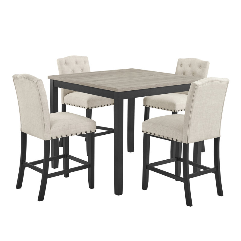Rielle 4 - Person Four Leg Dining Set, 36”H x 42”L x 42”W, Beige