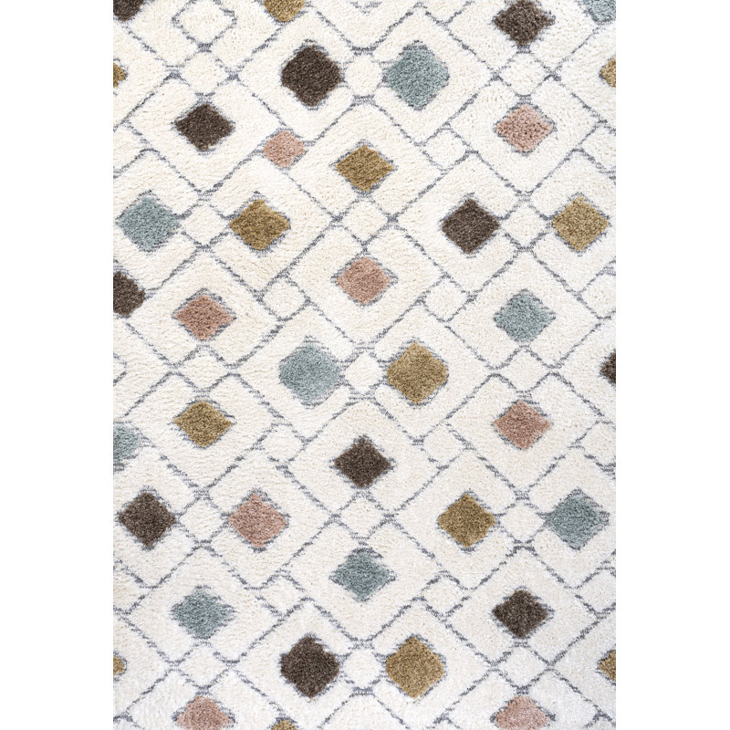 Marlowe Retro Trellis High-Low Multi/Cream Rug, Rectangle 3' x 5'